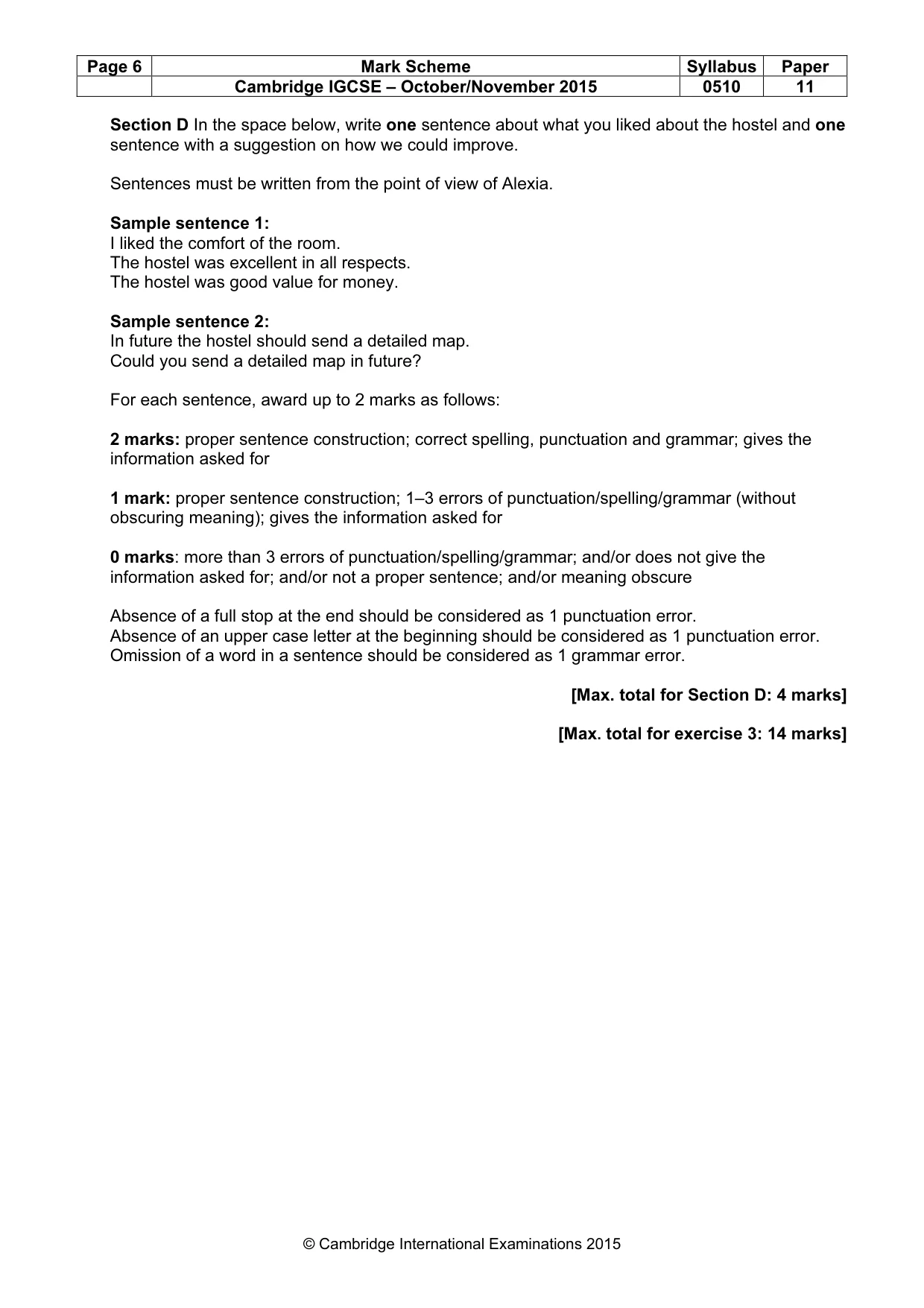 Mark scheme, page 6 of 11