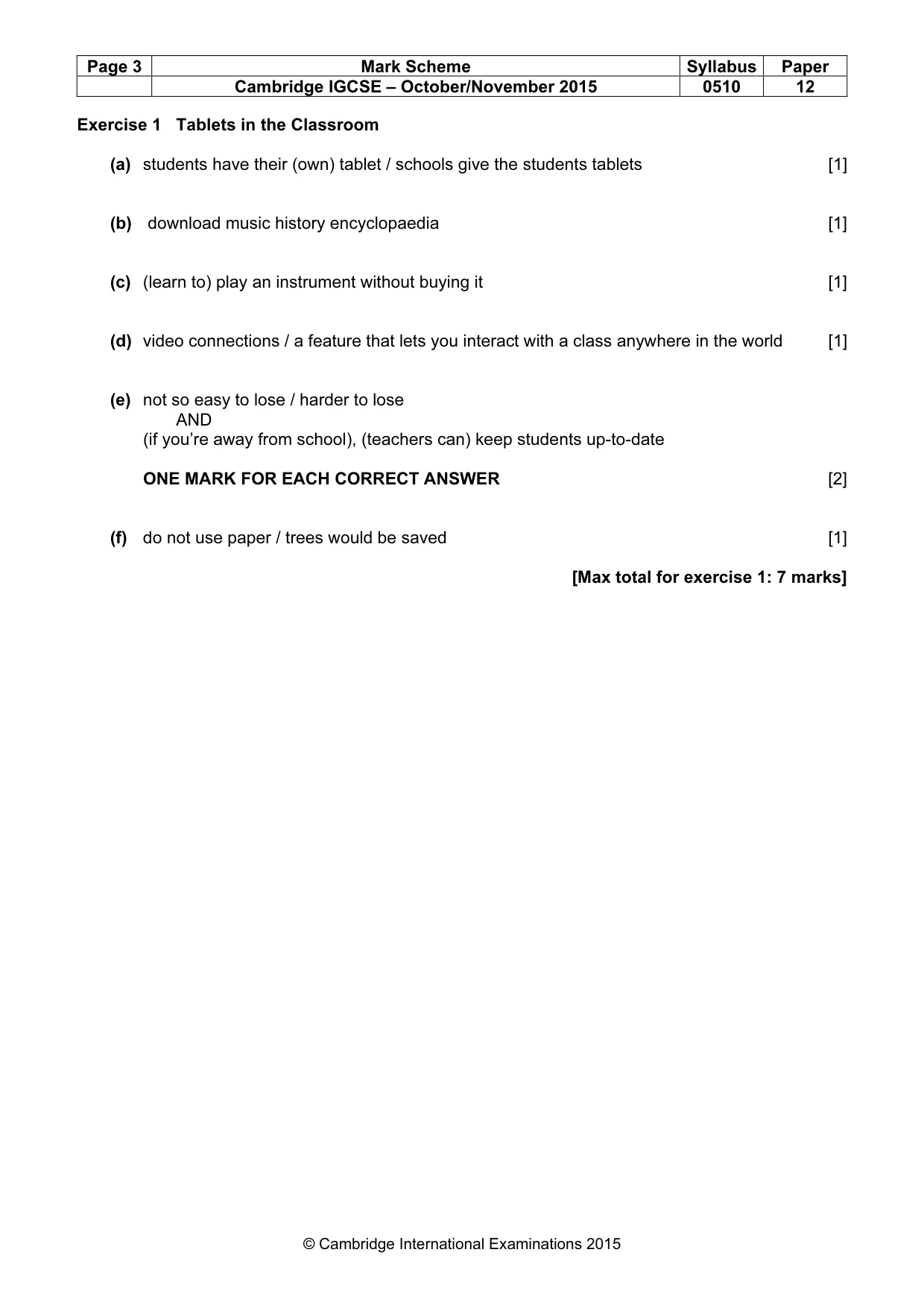 Mark scheme, page 3 of 11