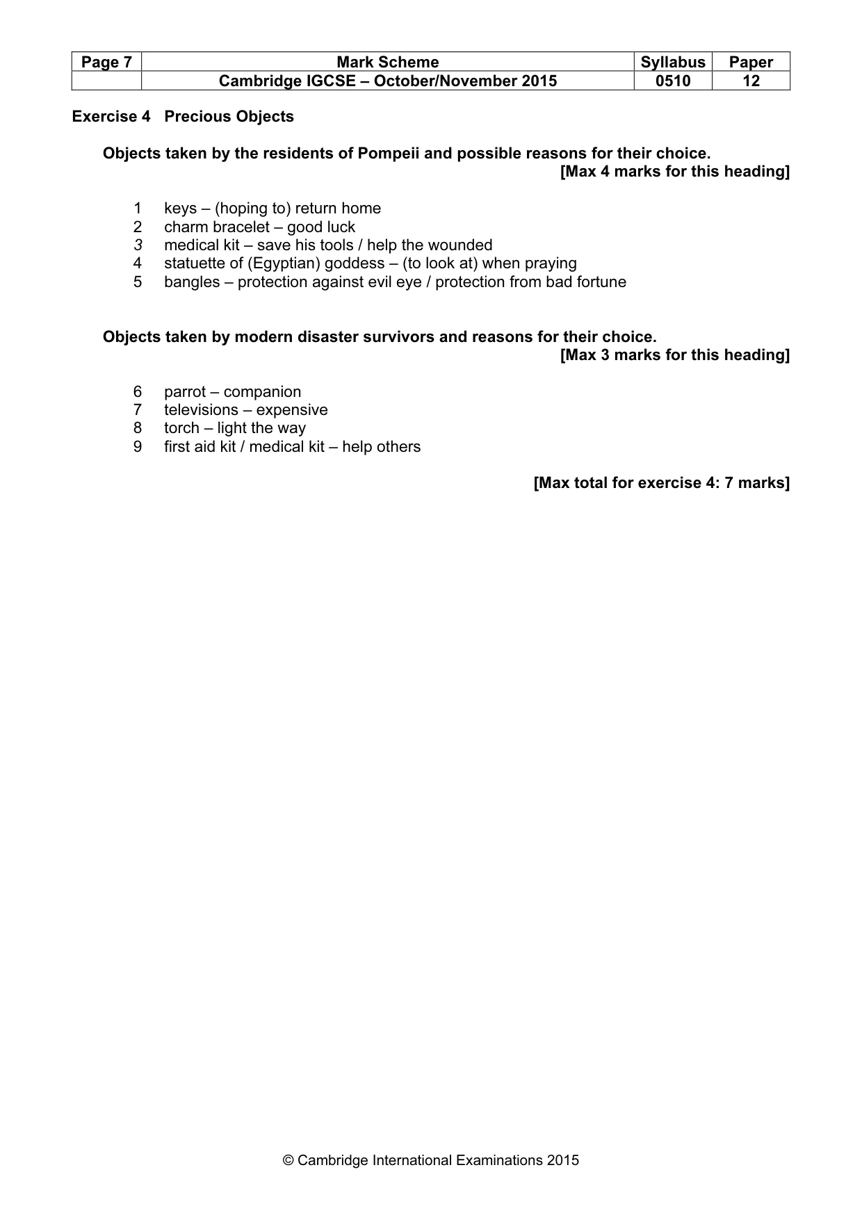 Mark scheme, page 7 of 11