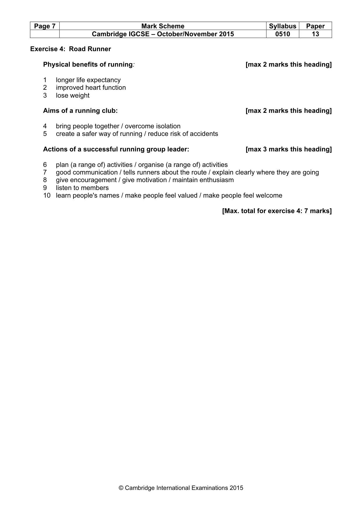 Mark scheme, page 7 of 11