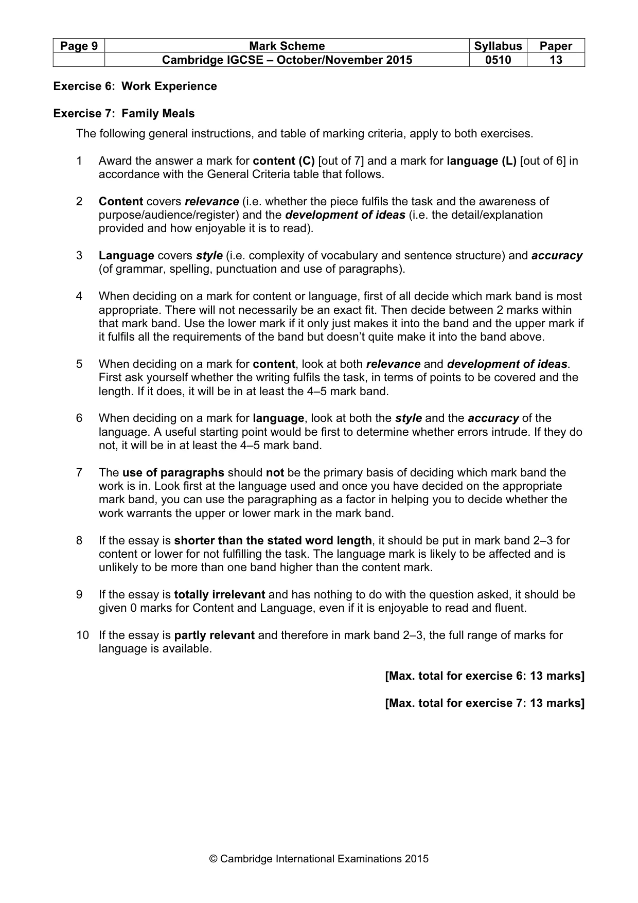 Mark scheme, page 9 of 11