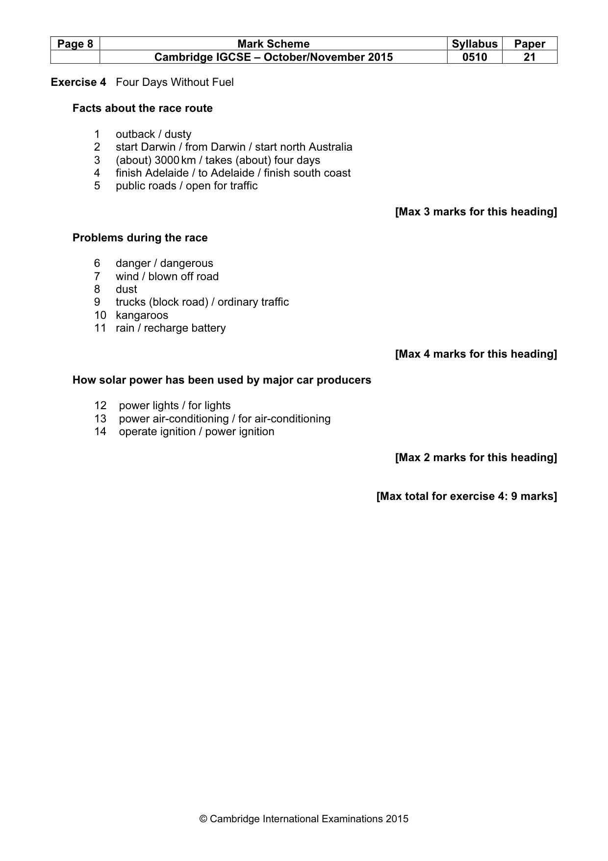 Mark scheme, page 8 of 13