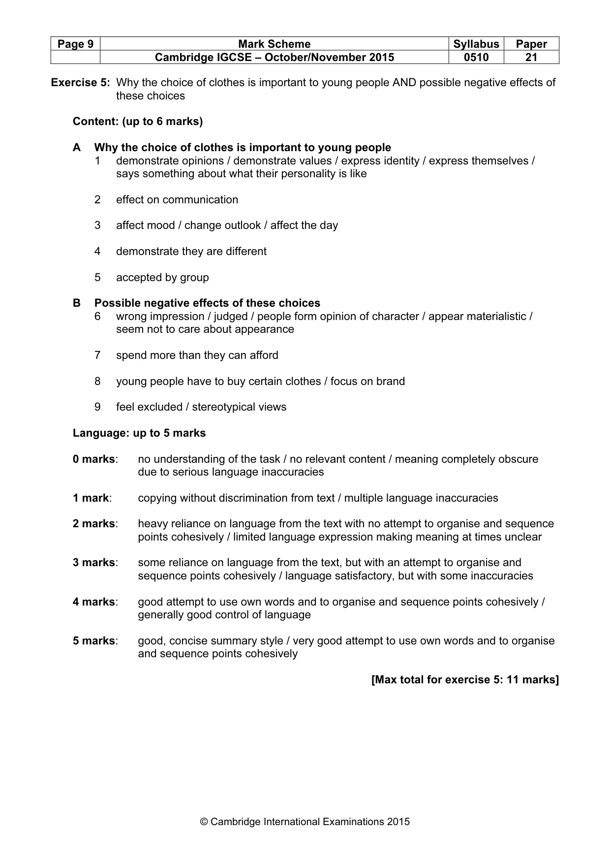 Mark scheme, page 9 of 13