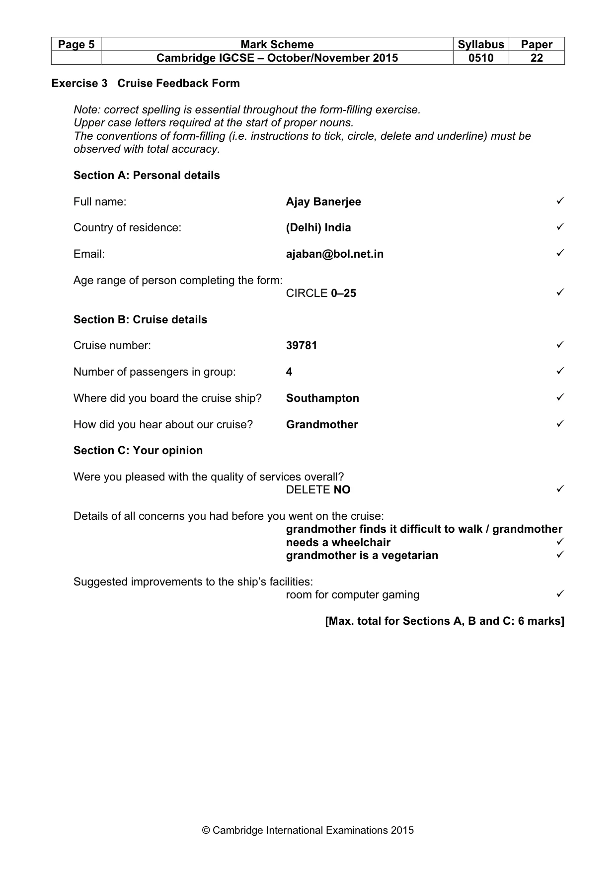 Mark scheme, page 5 of 11