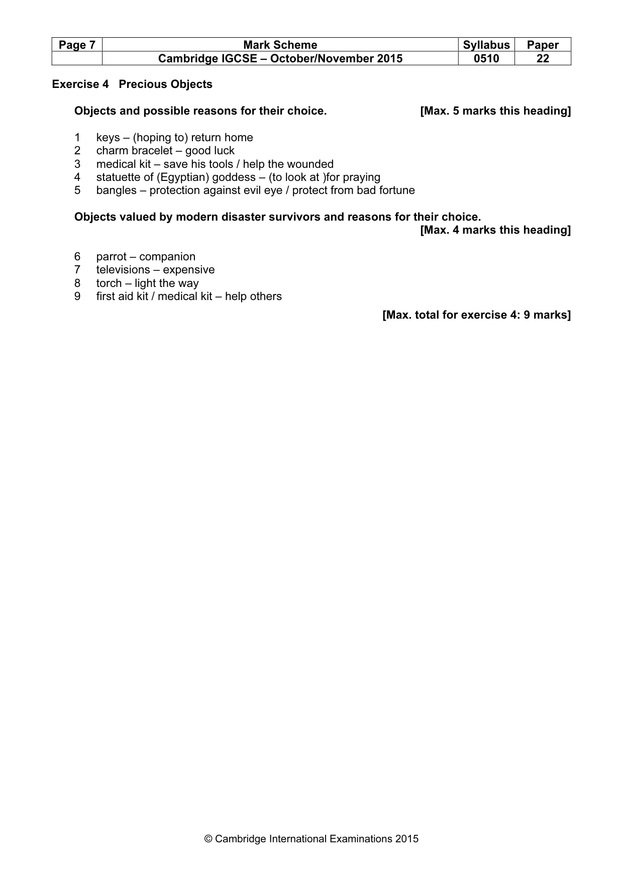 Mark scheme, page 7 of 11