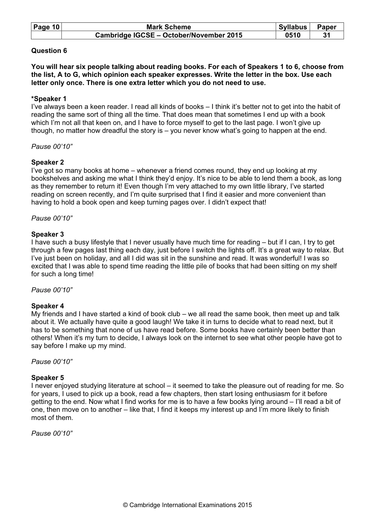 Mark scheme, page 10 of 13