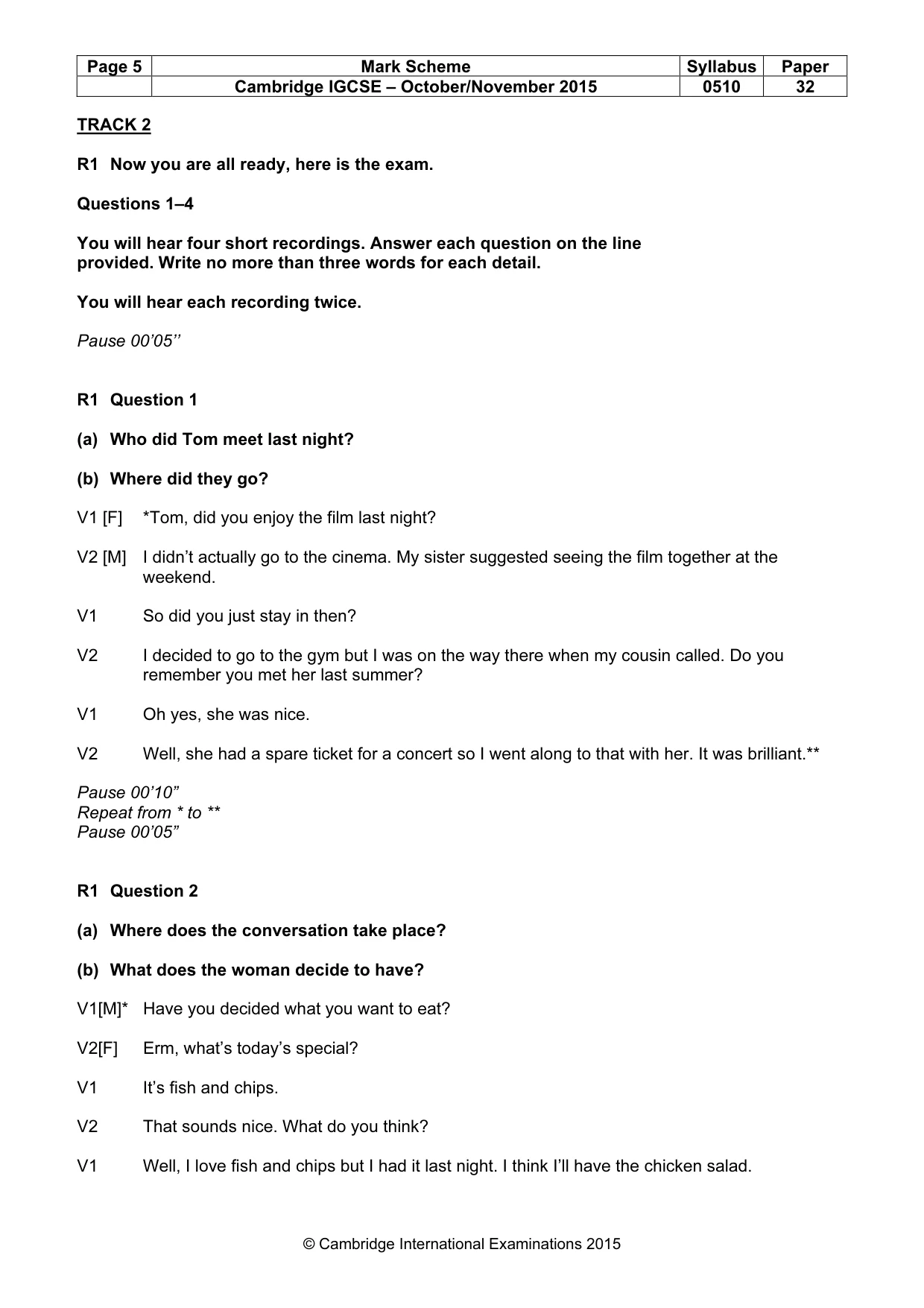 Mark scheme, page 5 of 12