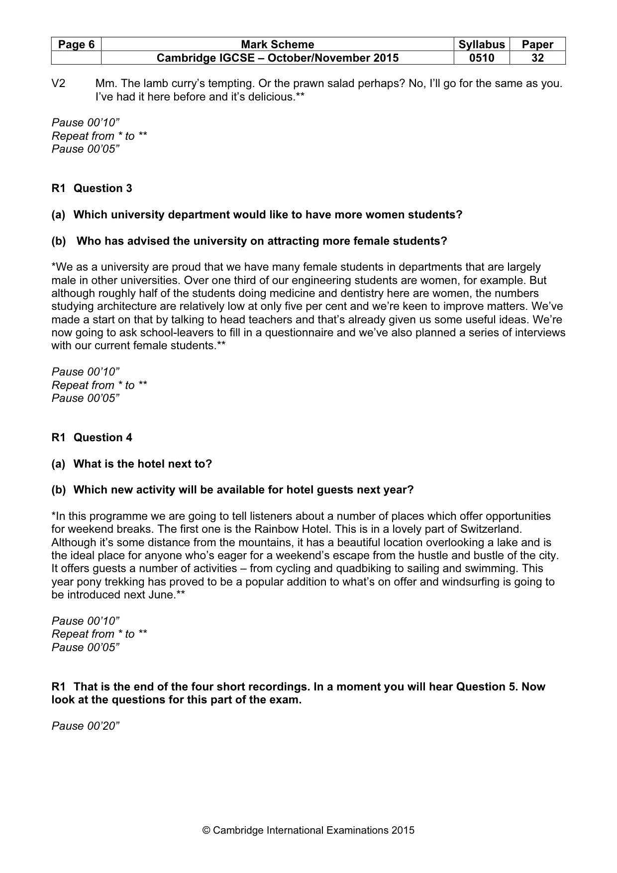Mark scheme, page 6 of 12