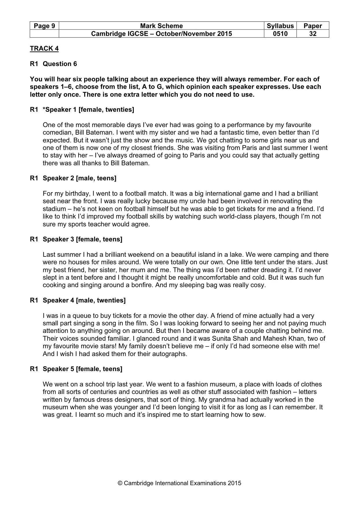 Mark scheme, page 9 of 12