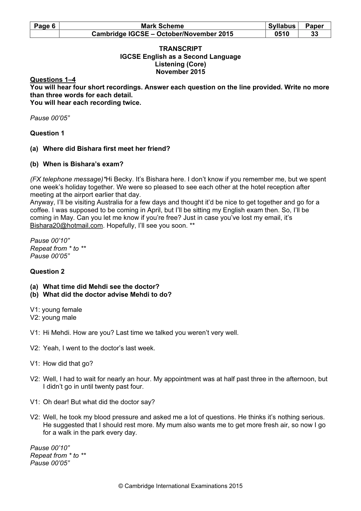 Mark scheme, page 6 of 12