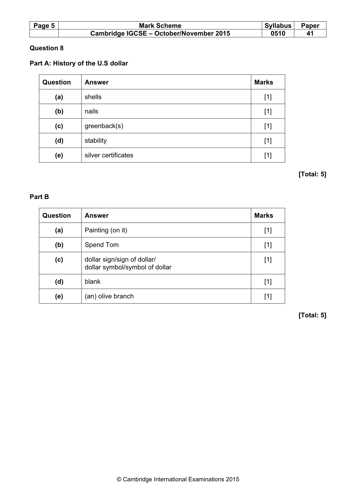 Mark scheme, page 5 of 18