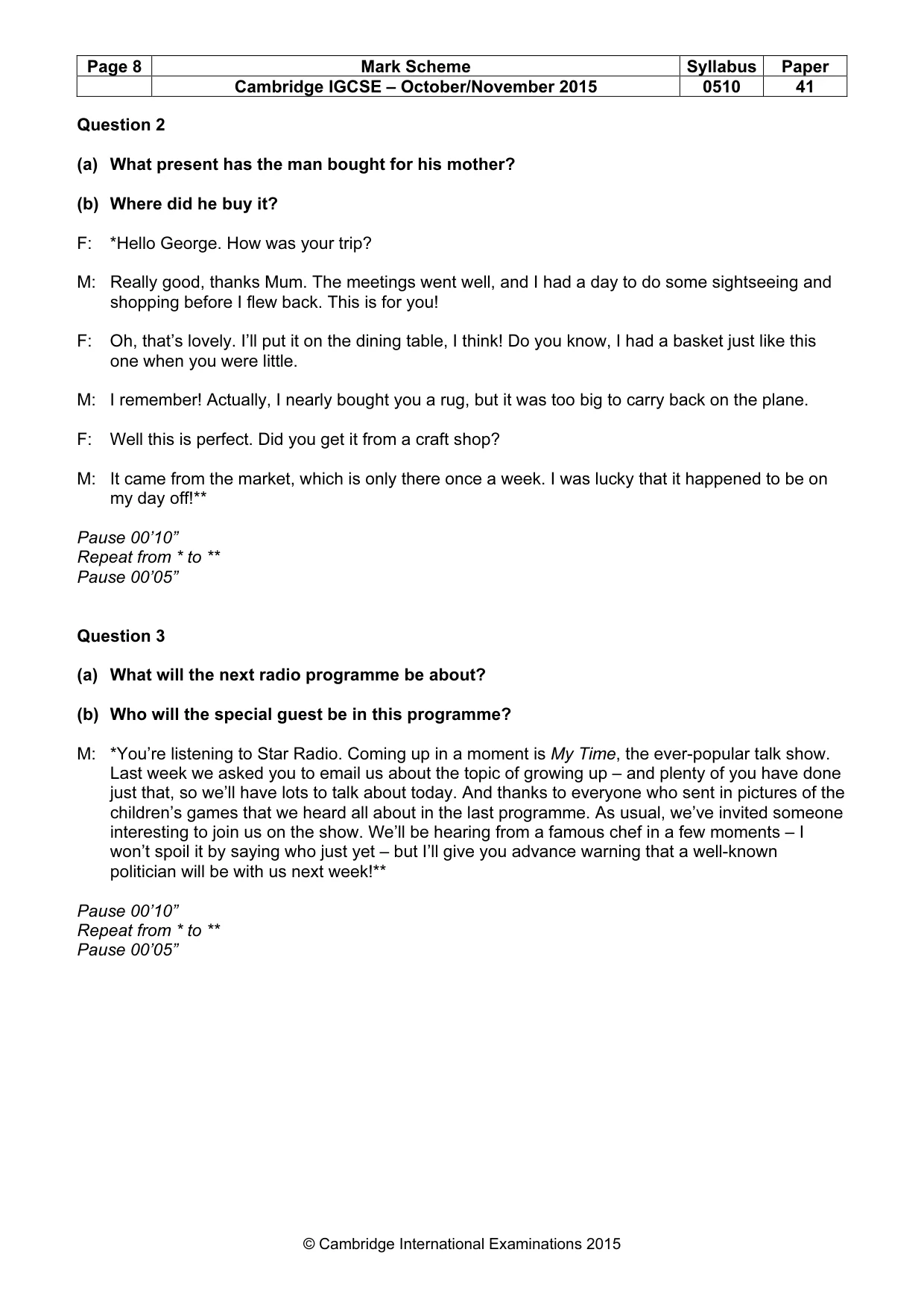 Mark scheme, page 8 of 18