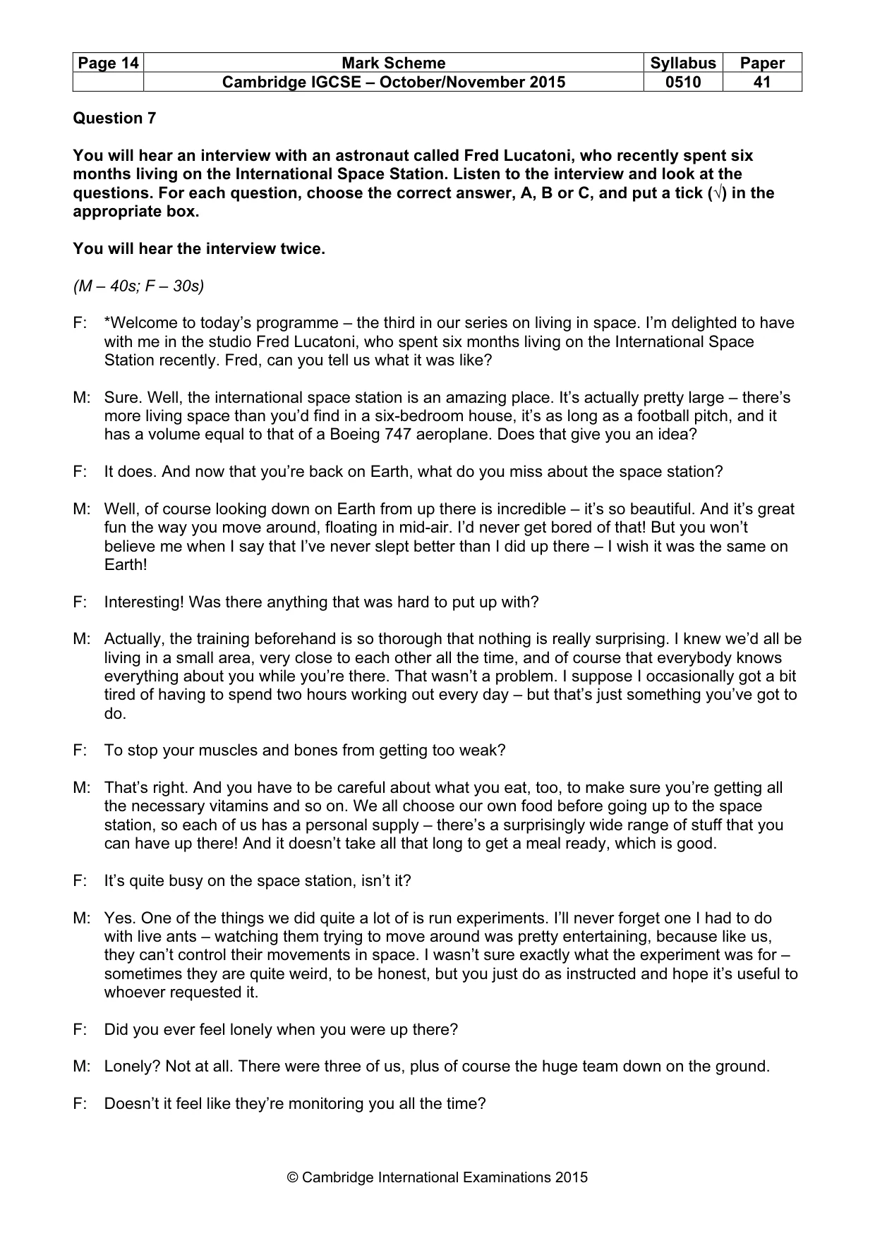 Mark scheme, page 14 of 18