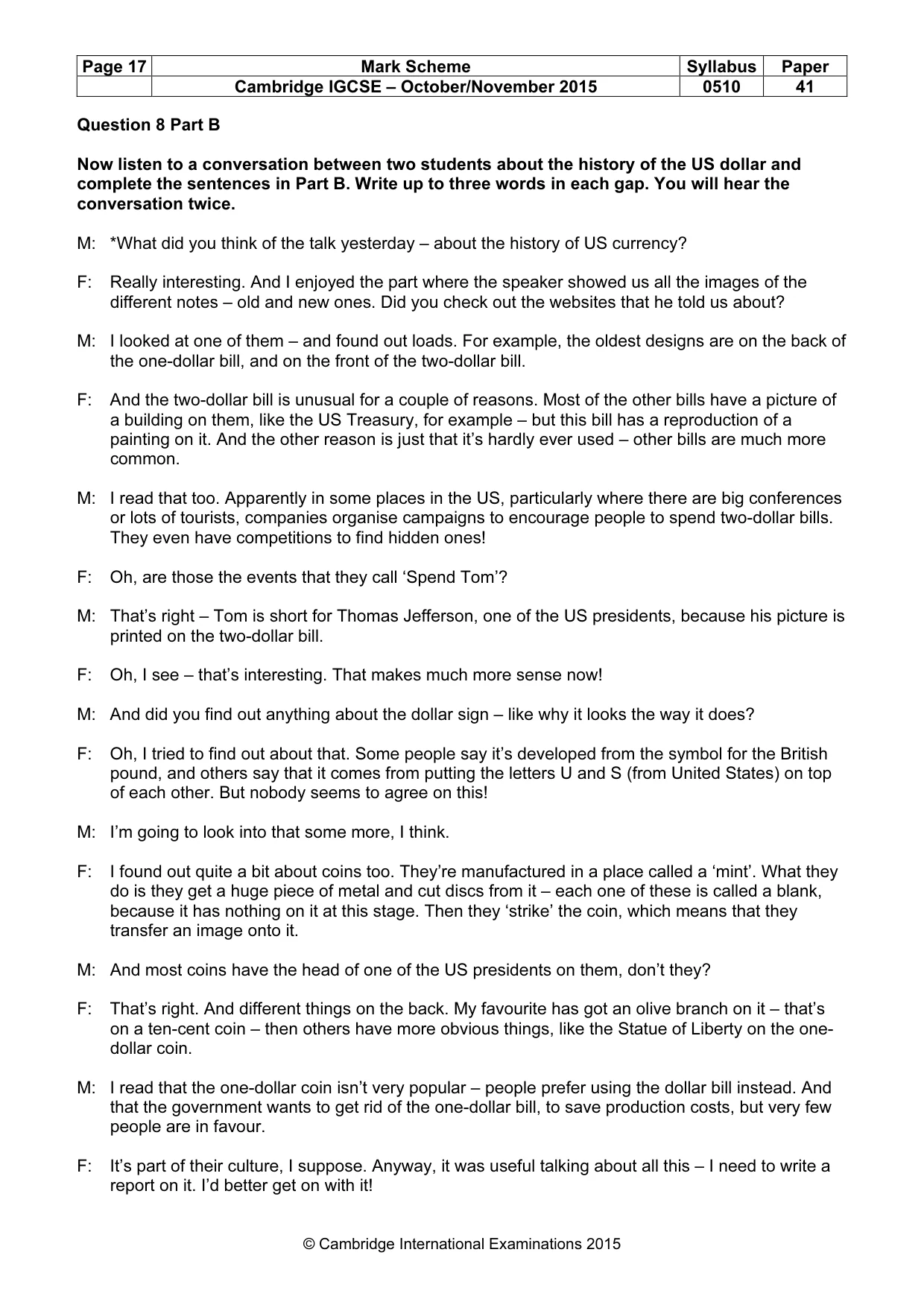 Mark scheme, page 17 of 18