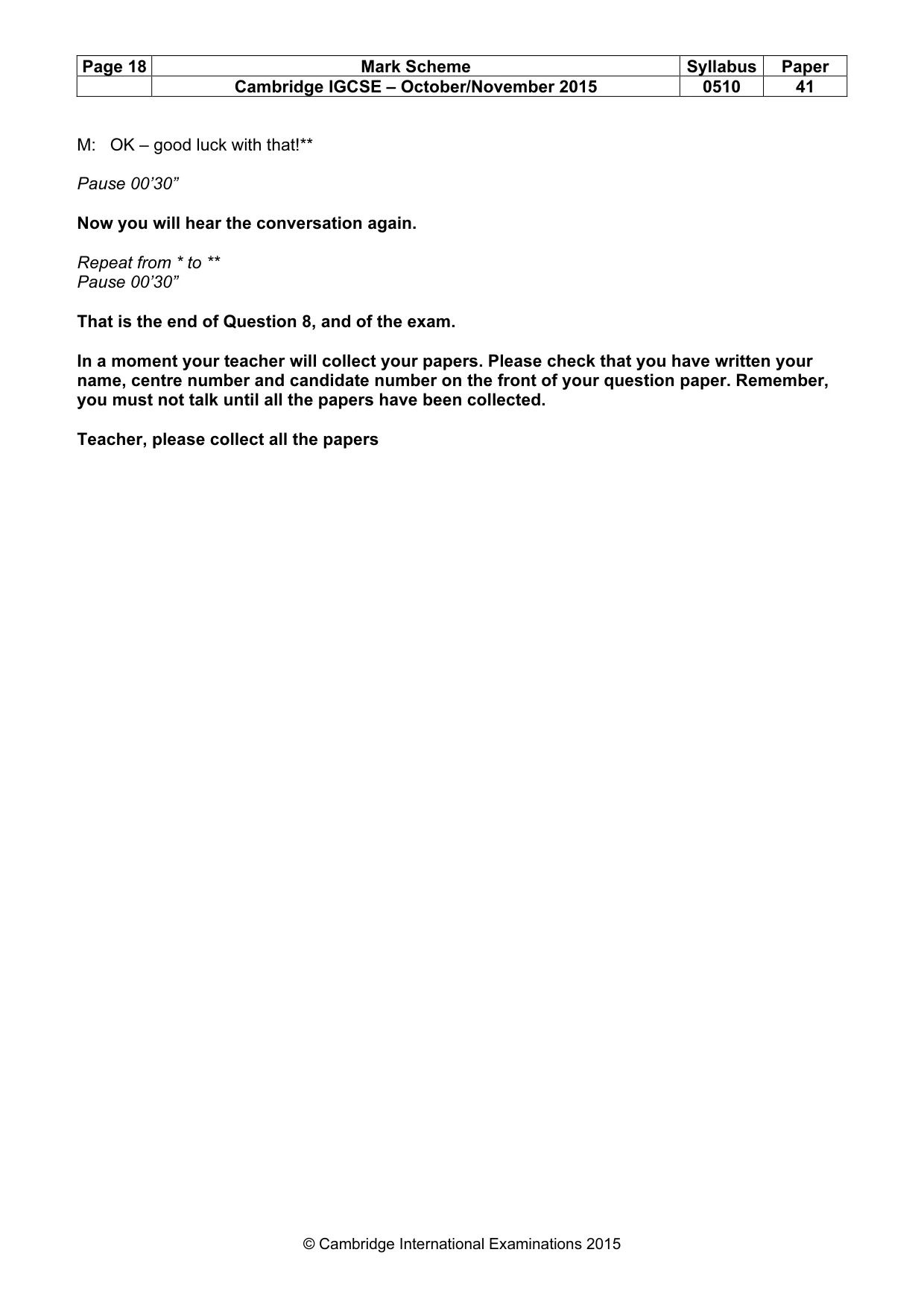 Mark scheme, page 18 of 18