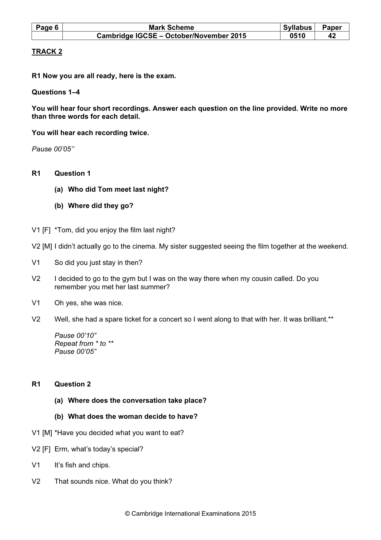 Mark scheme, page 6 of 14