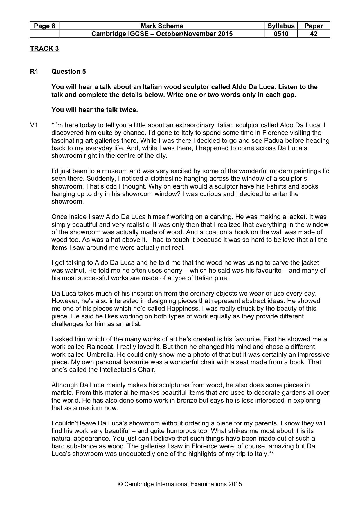 Mark scheme, page 8 of 14