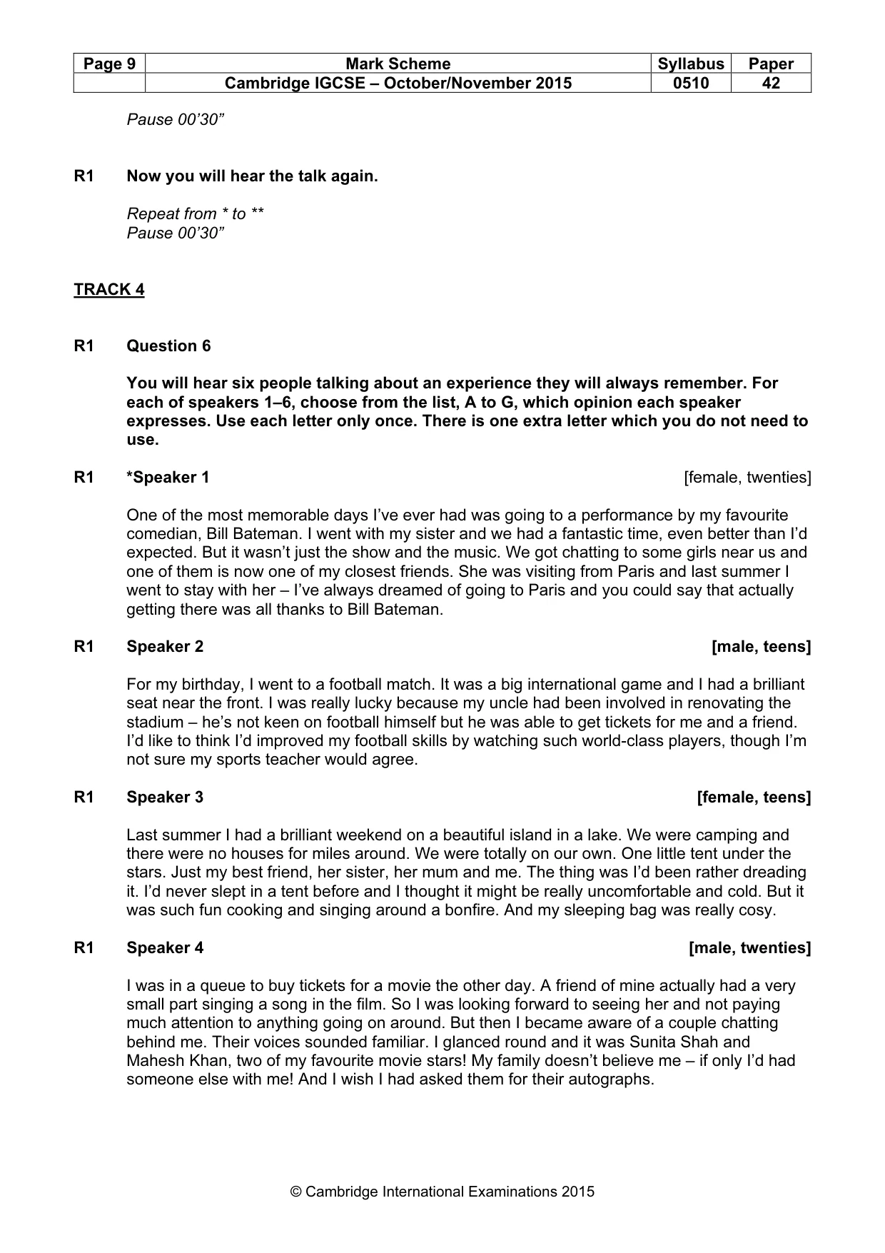 Mark scheme, page 9 of 14