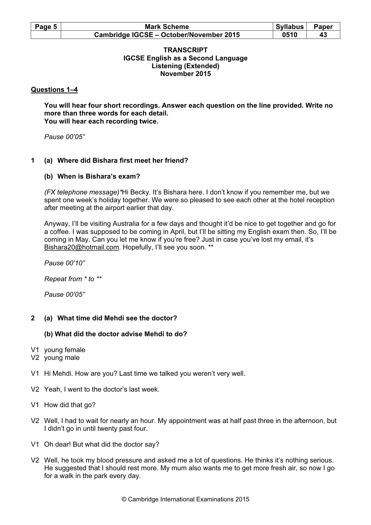 Mark scheme, page 5 of 13