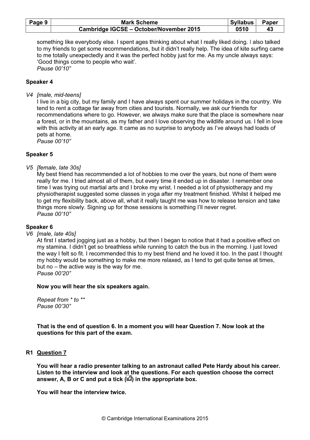 Mark scheme, page 9 of 13