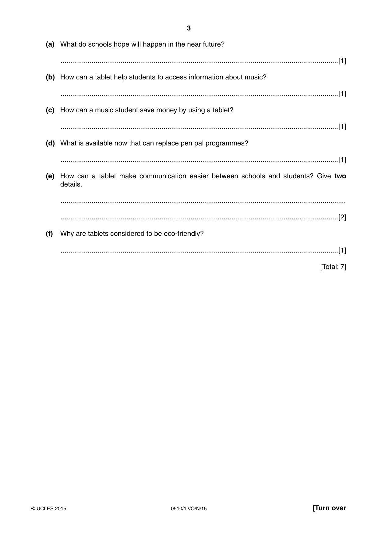 Cambridge IGCSE English - Second Language (oral endorsement) 0510 2015 Oct/Nov Paper 1 · Variant 2 question paper, page 3 of 16