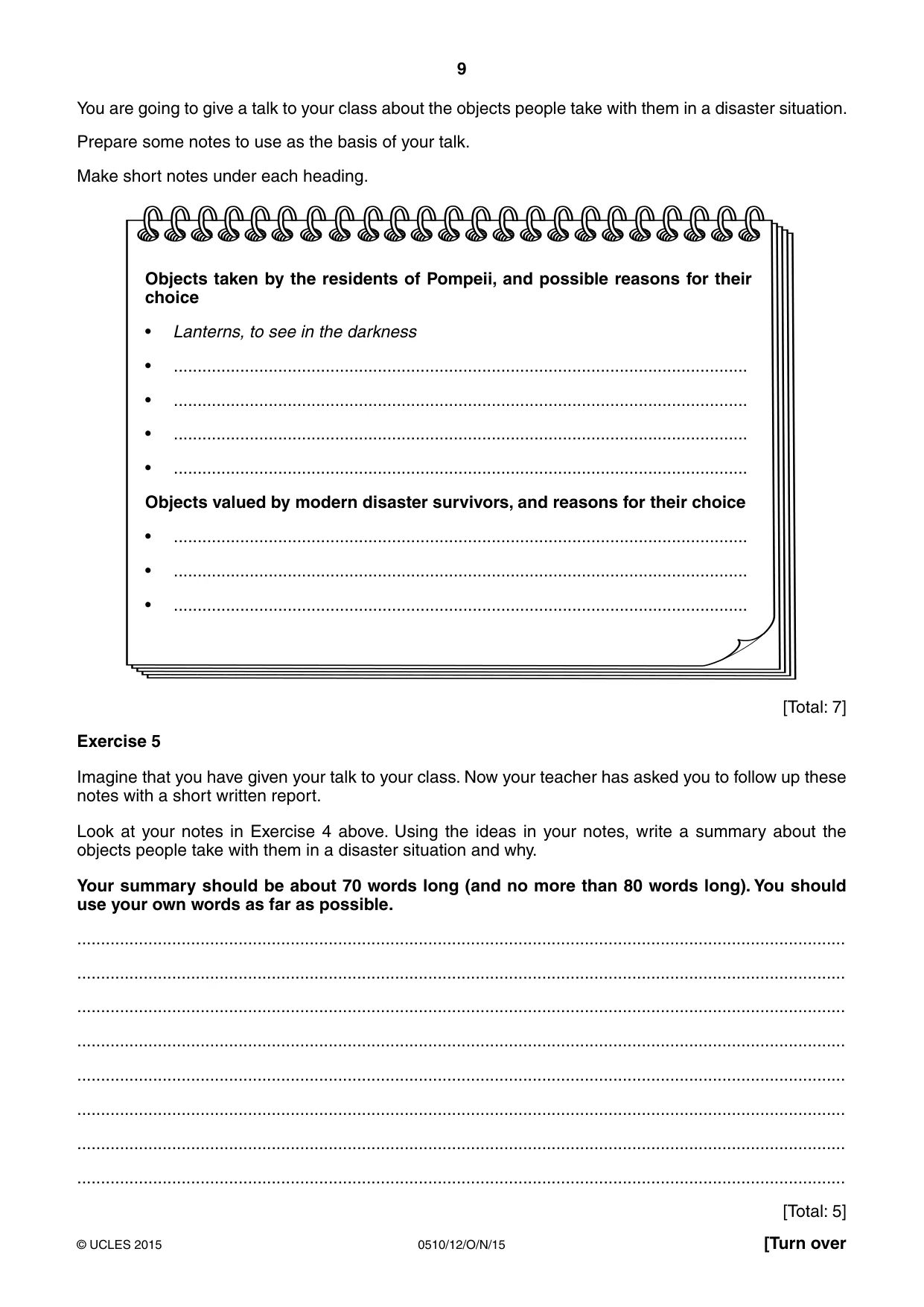 Cambridge IGCSE English - Second Language (oral endorsement) 0510 2015 Oct/Nov Paper 1 · Variant 2 question paper, page 9 of 16
