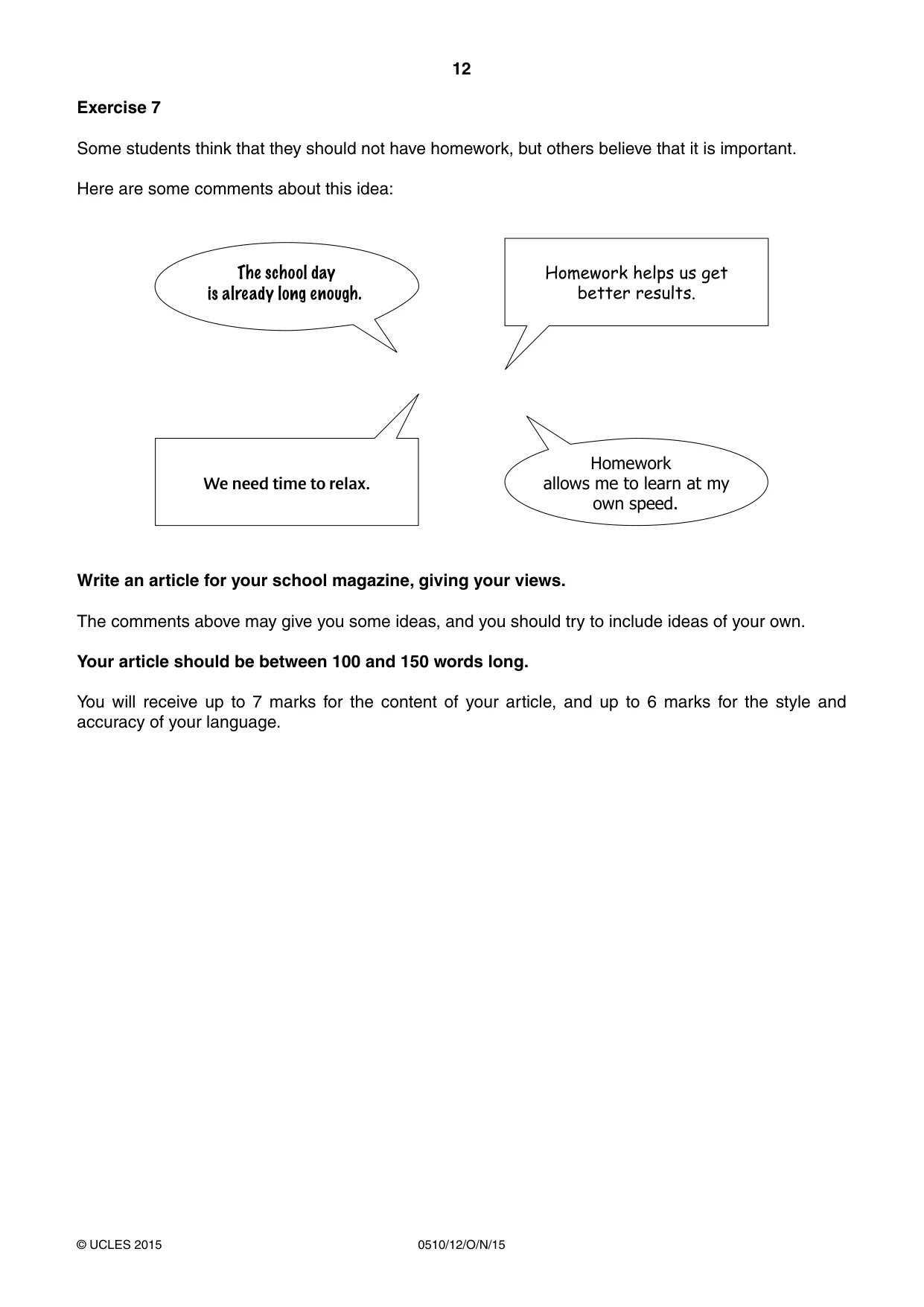 Cambridge IGCSE English - Second Language (oral endorsement) 0510 2015 Oct/Nov Paper 1 · Variant 2 question paper, page 12 of 16