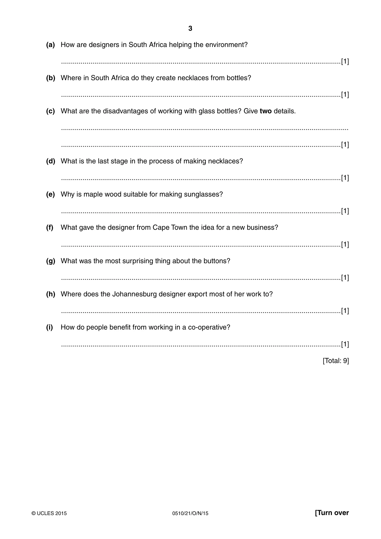 Cambridge IGCSE English - Second Language (oral endorsement) 0510 2015 Oct/Nov Paper 2 · Variant 1 question paper, page 3 of 16