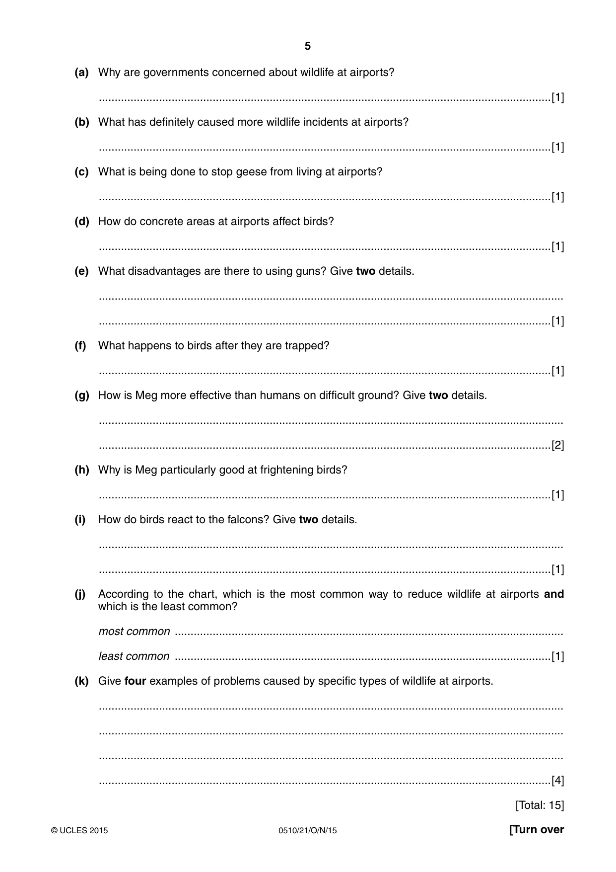 Cambridge IGCSE English - Second Language (oral endorsement) 0510 2015 Oct/Nov Paper 2 · Variant 1 question paper, page 5 of 16