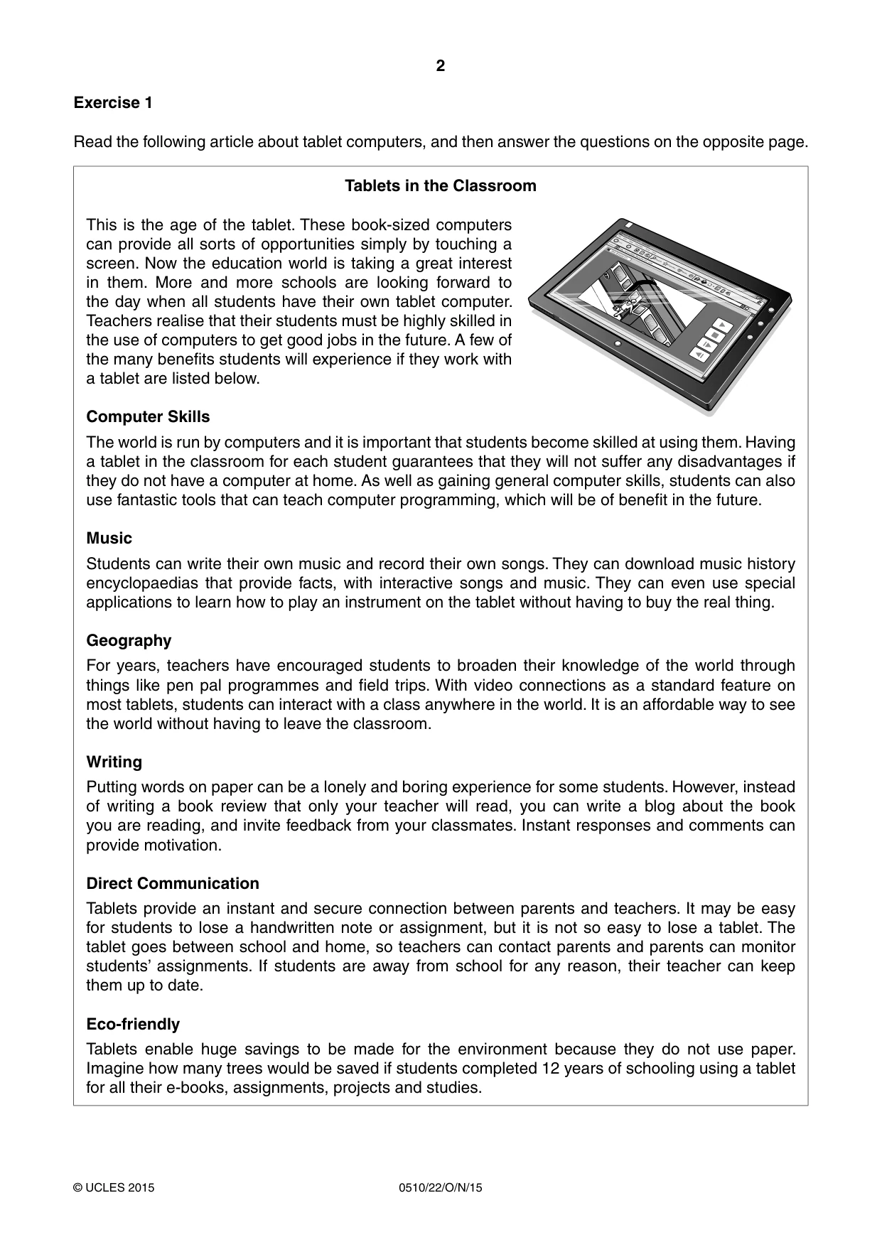 Cambridge IGCSE English - Second Language (oral endorsement) 0510 2015 Oct/Nov Paper 2 · Variant 2 question paper, page 2 of 16