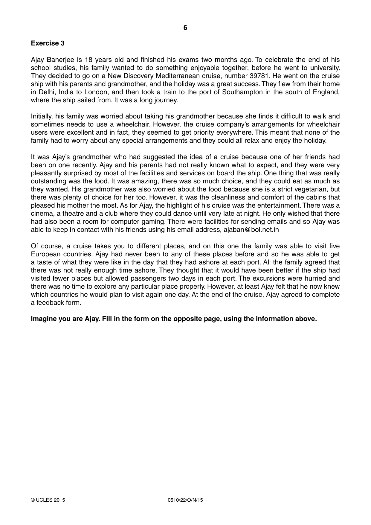 Cambridge IGCSE English - Second Language (oral endorsement) 0510 2015 Oct/Nov Paper 2 · Variant 2 question paper, page 6 of 16