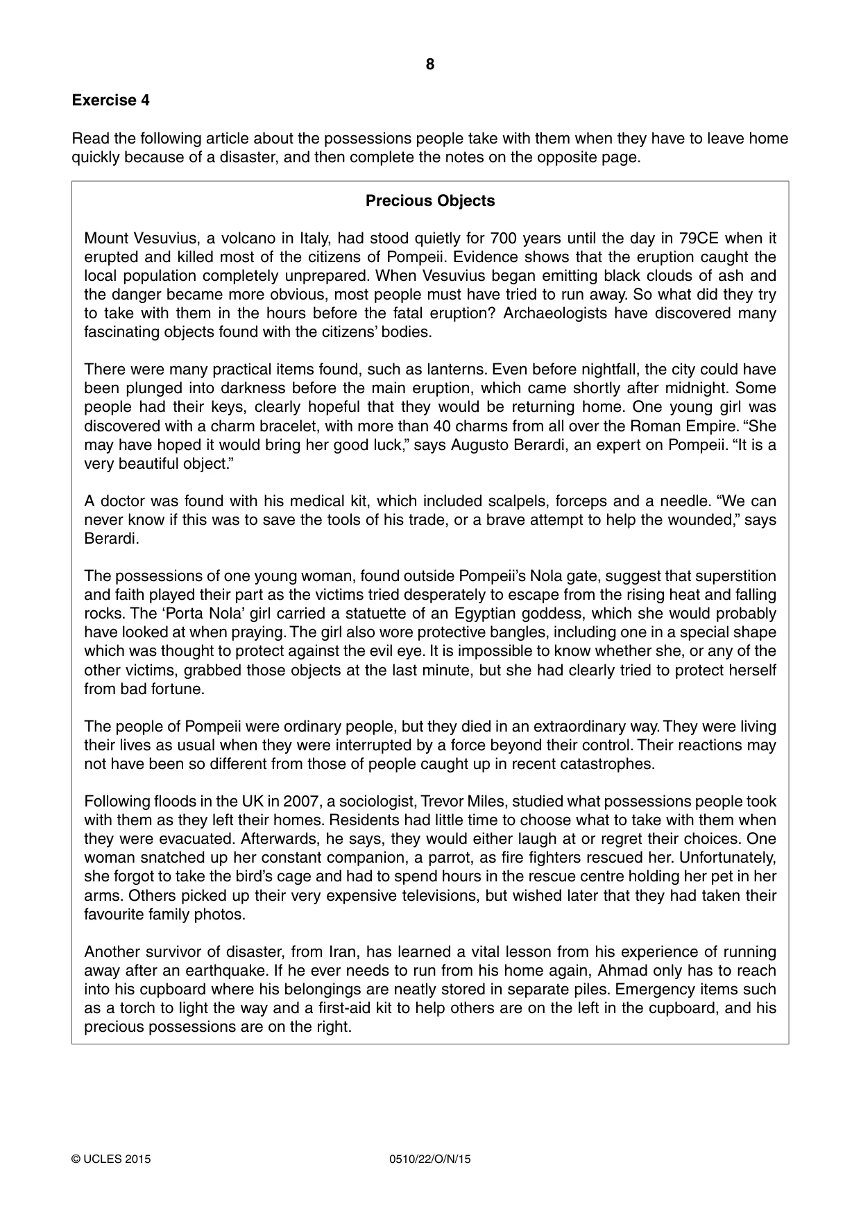 Cambridge IGCSE English - Second Language (oral endorsement) 0510 2015 Oct/Nov Paper 2 · Variant 2 question paper, page 8 of 16