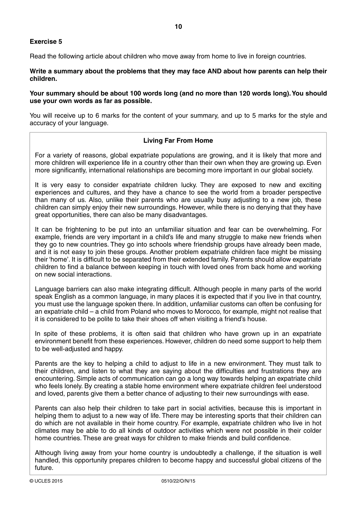 Cambridge IGCSE English - Second Language (oral endorsement) 0510 2015 Oct/Nov Paper 2 · Variant 2 question paper, page 10 of 16