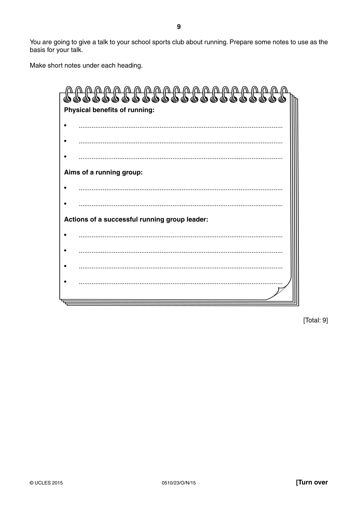 Cambridge IGCSE English - Second Language (oral endorsement) 0510 2015 Oct/Nov Paper 2 · Variant 3 question paper, page 9 of 16