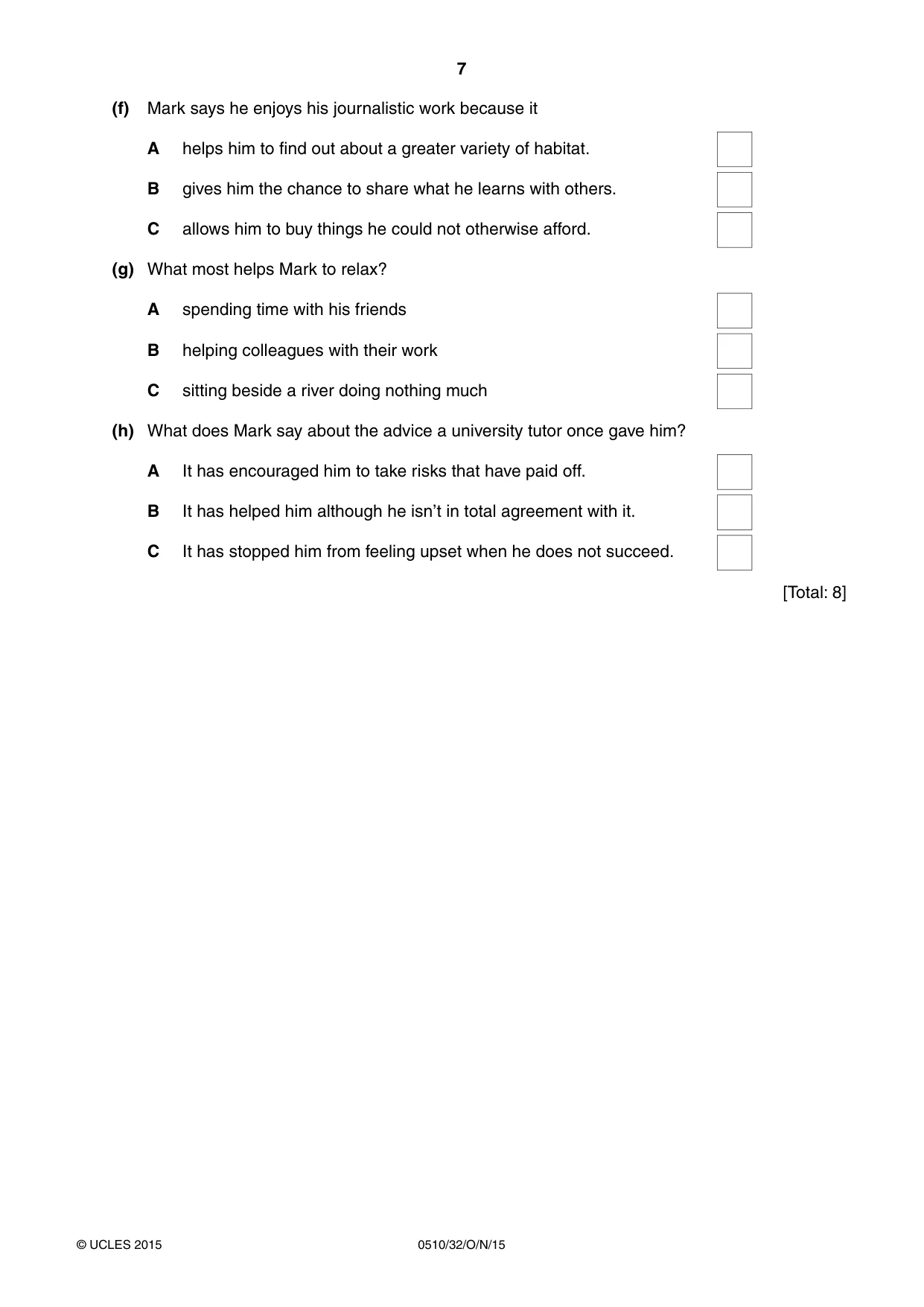 Cambridge IGCSE English - Second Language (oral endorsement) 0510 2015 Oct/Nov Paper 3 · Variant 2 question paper, page 7 of 8