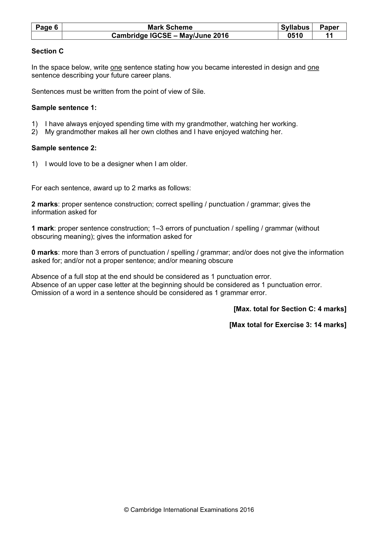 Mark scheme, page 6 of 11