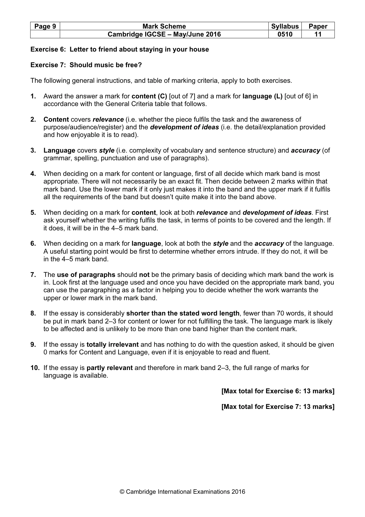 Mark scheme, page 9 of 11