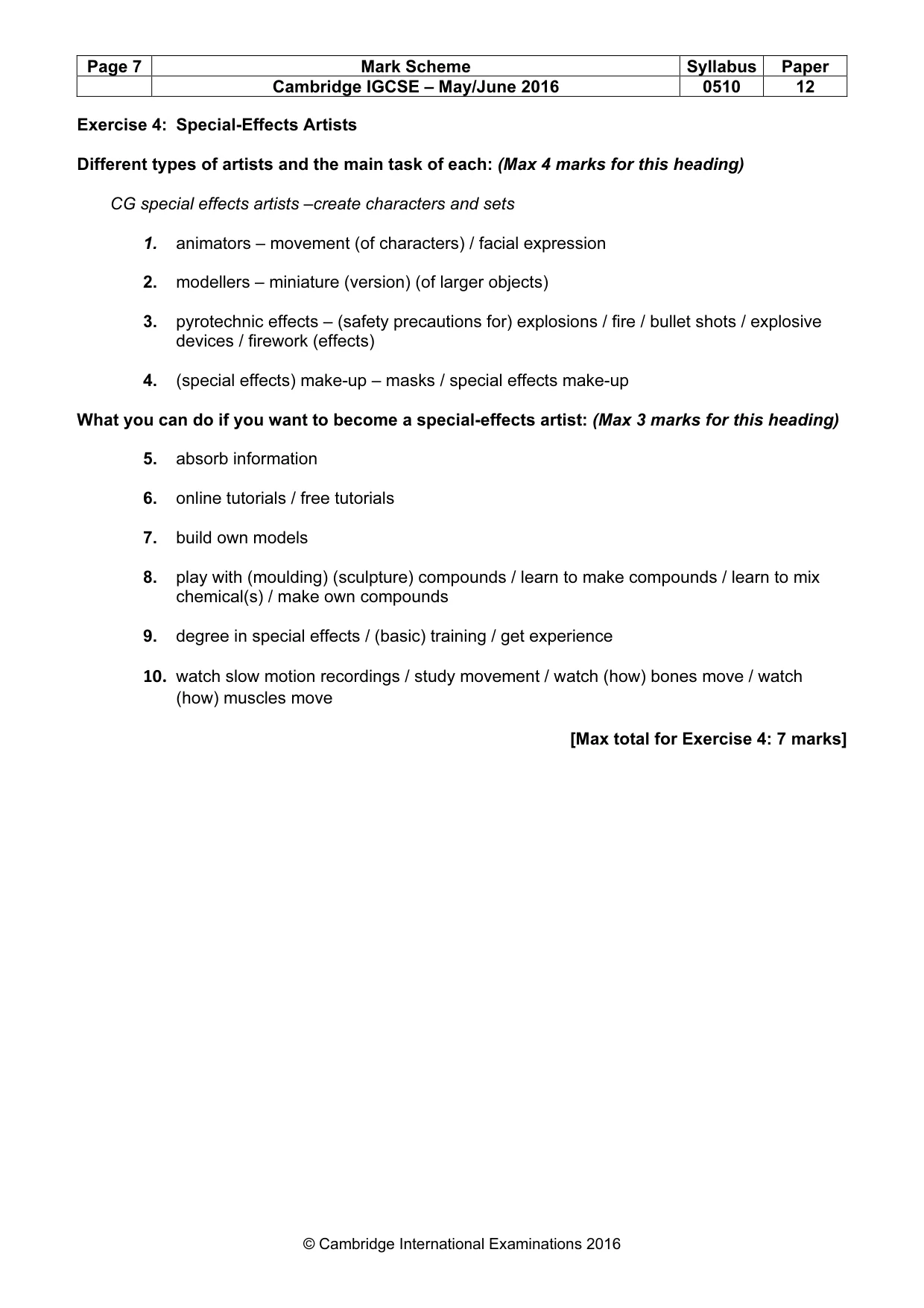 Mark scheme, page 7 of 11