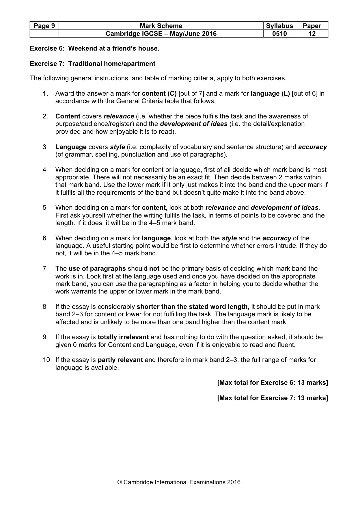 Mark scheme, page 9 of 11