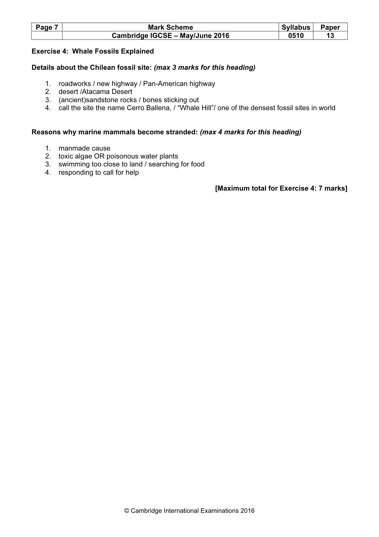 Mark scheme, page 7 of 11