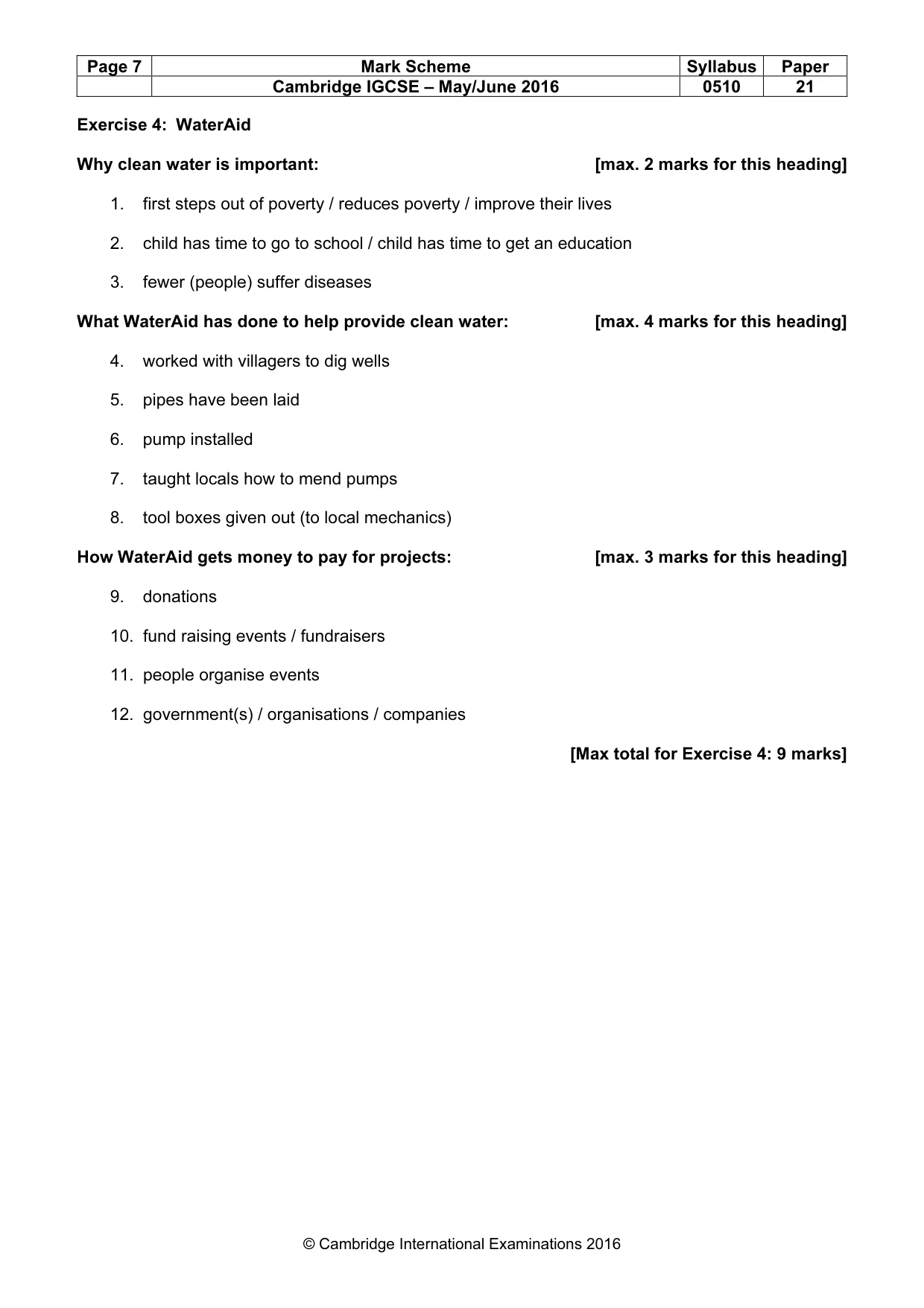 Mark scheme, page 7 of 11