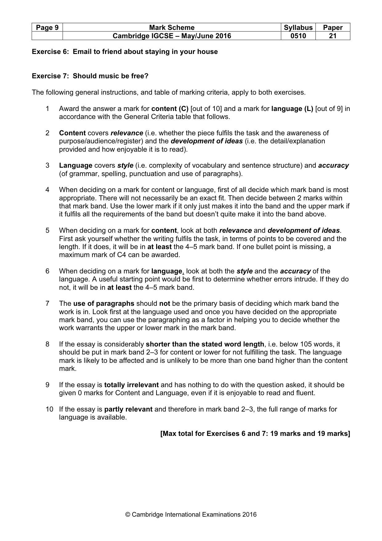 Mark scheme, page 9 of 11