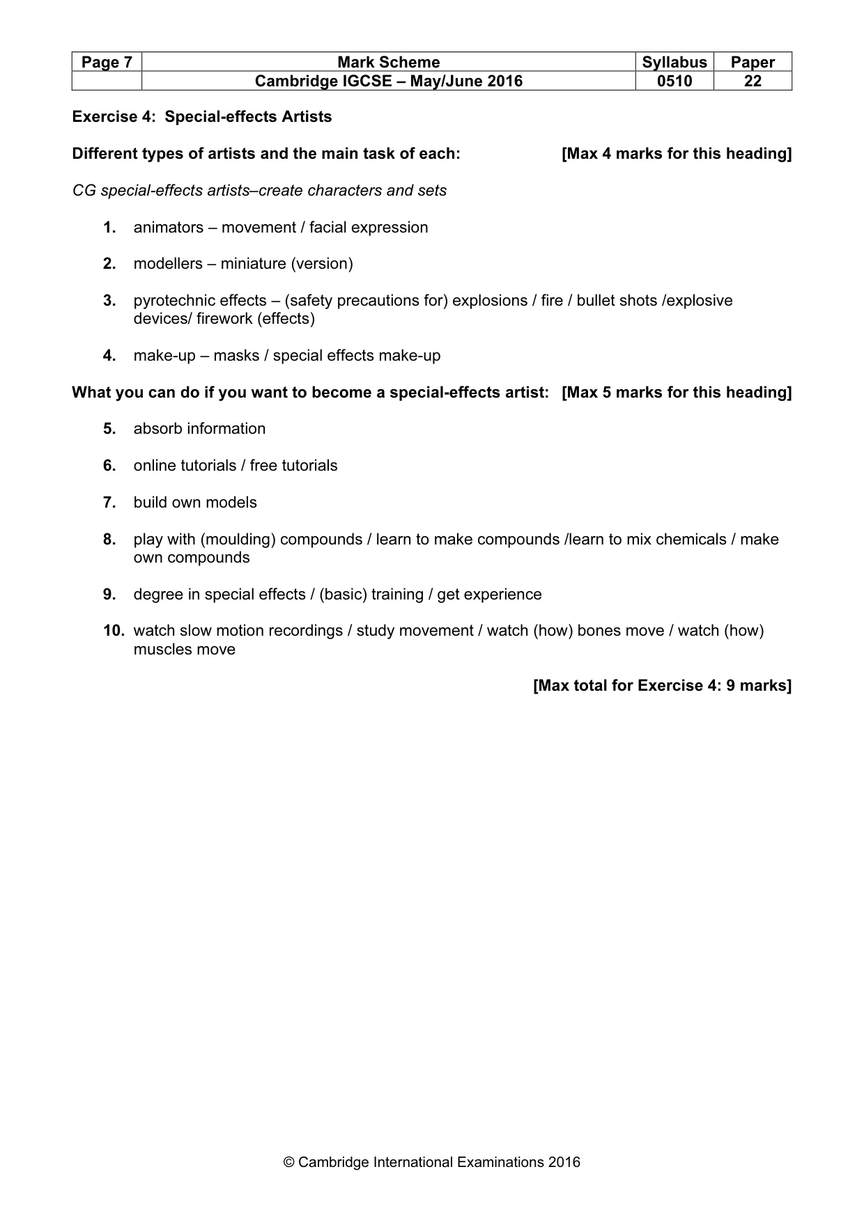 Mark scheme, page 7 of 11