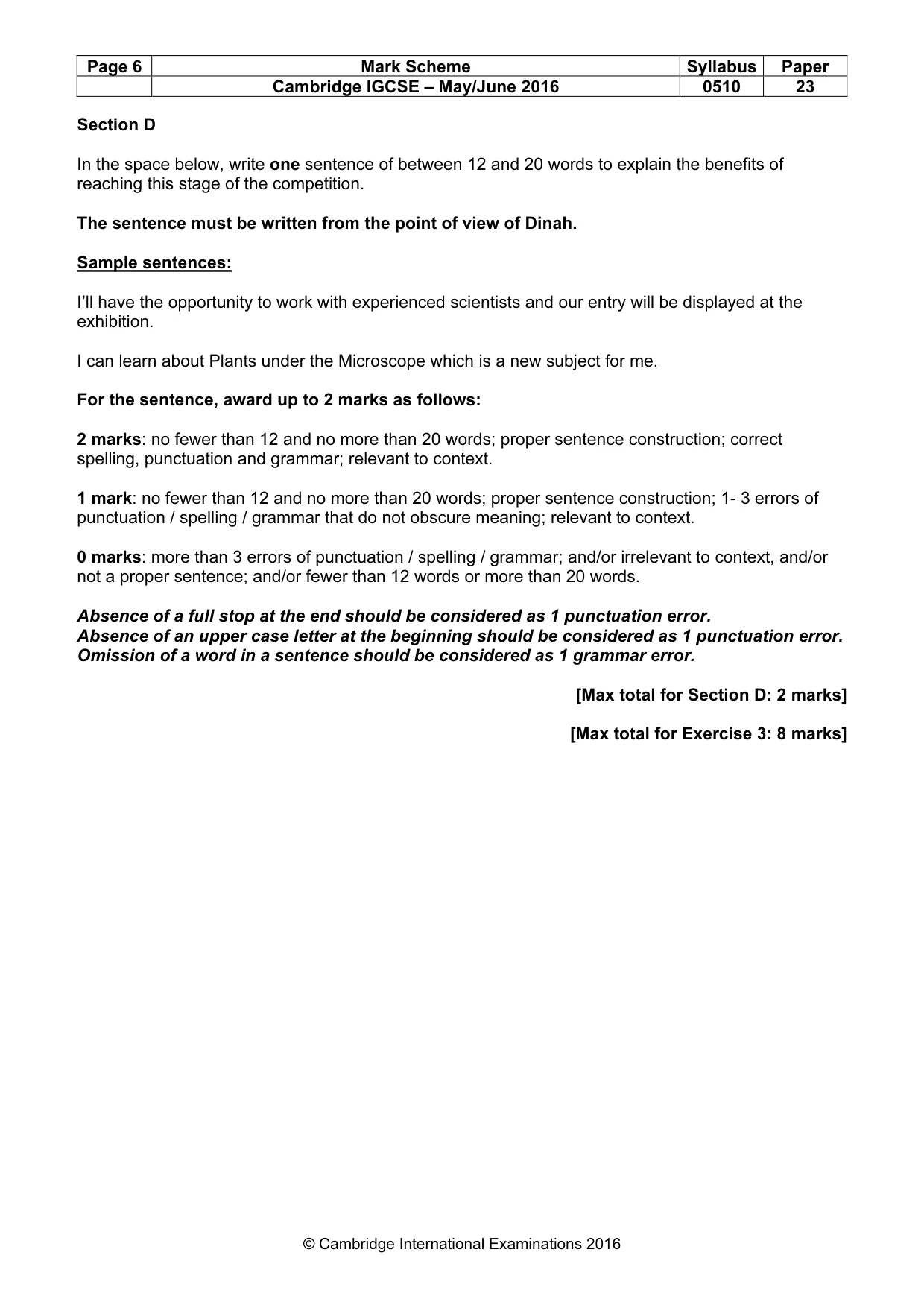 Mark scheme, page 6 of 11