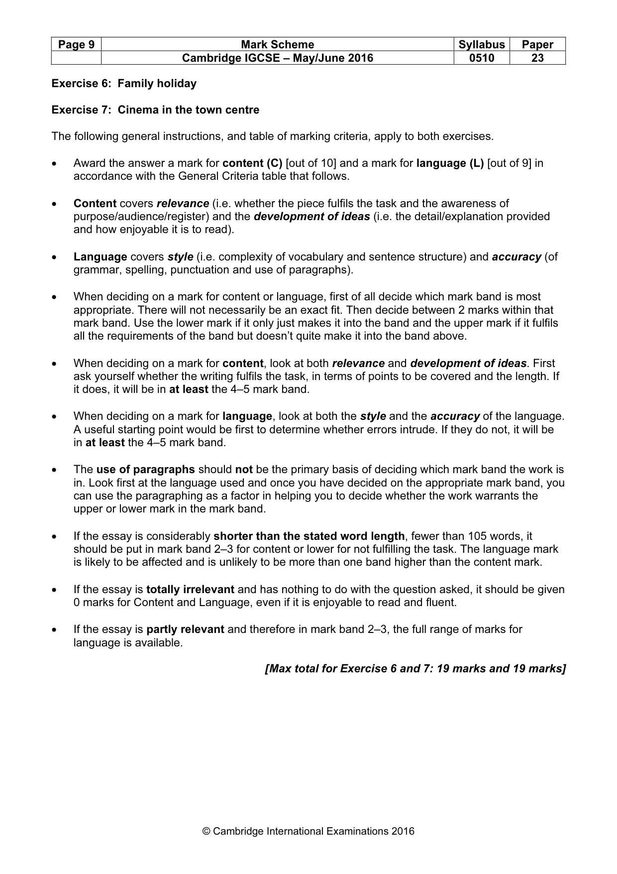 Mark scheme, page 9 of 11