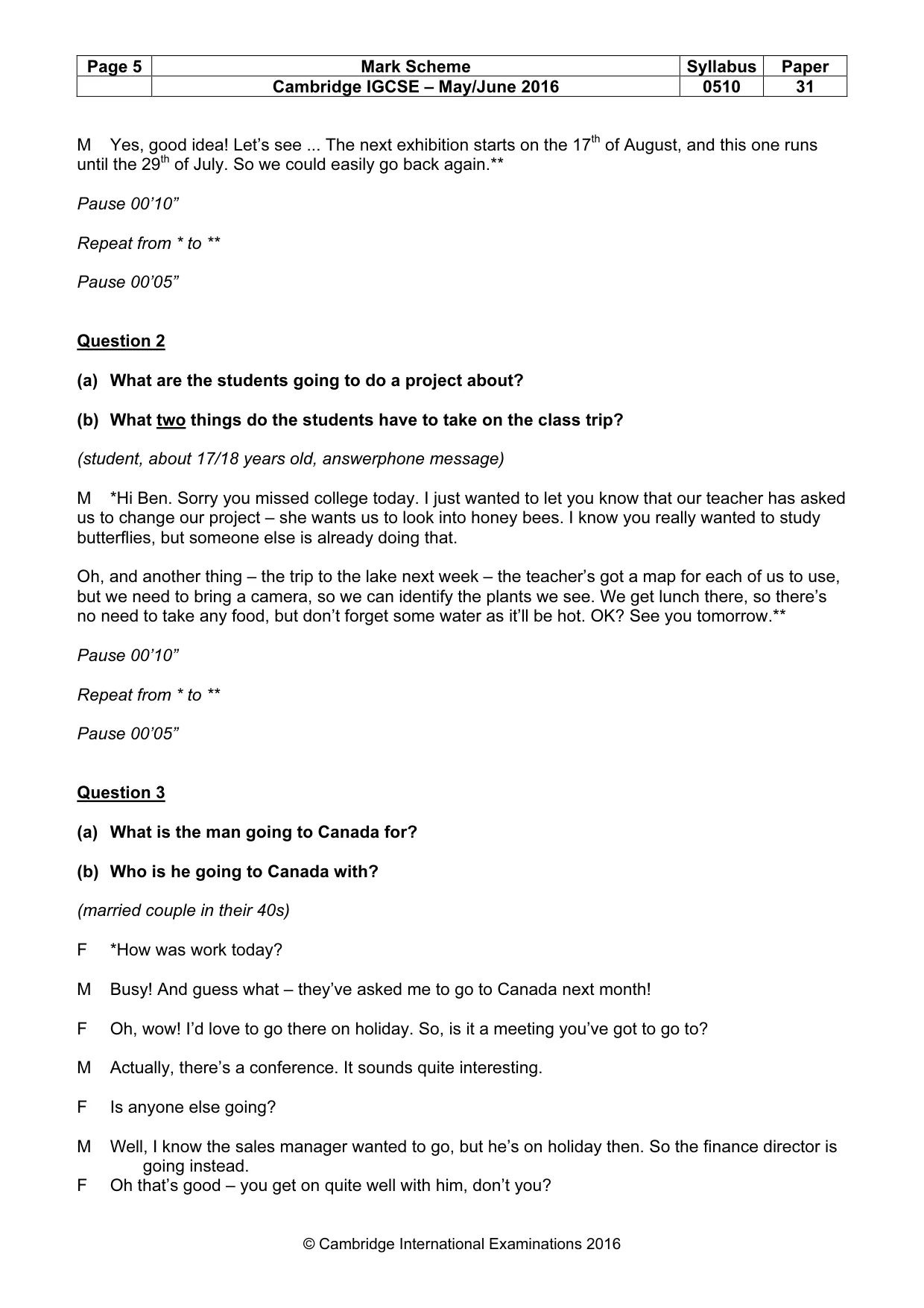 Mark scheme, page 5 of 11