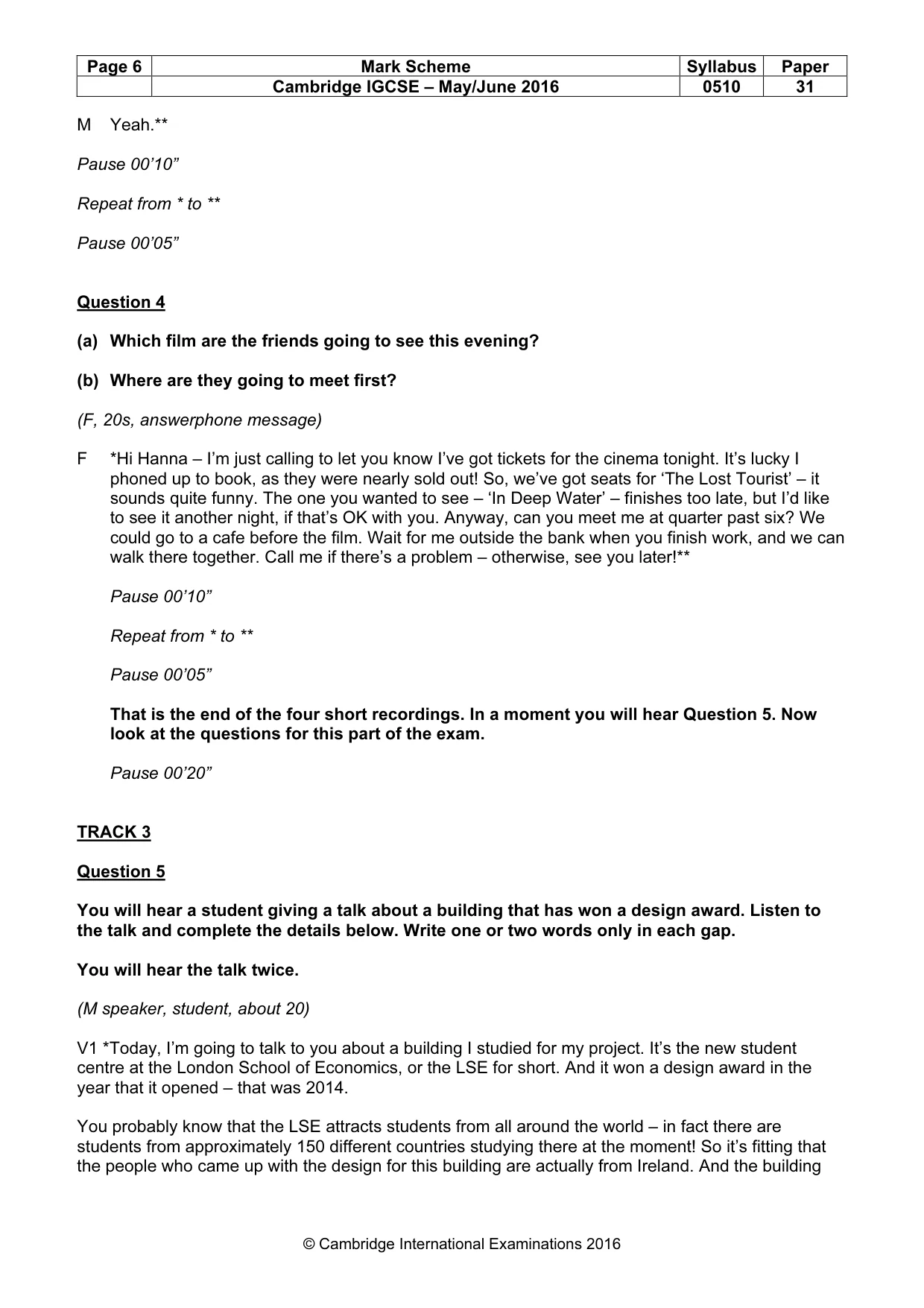 Mark scheme, page 6 of 11