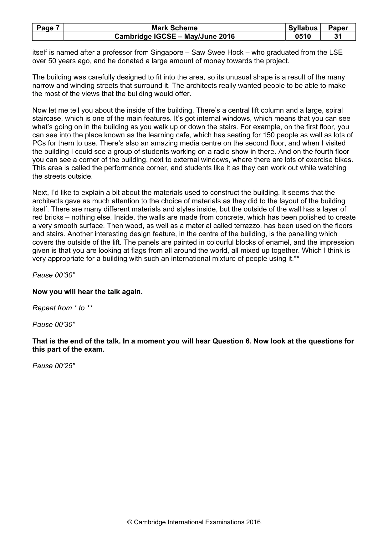 Mark scheme, page 7 of 11