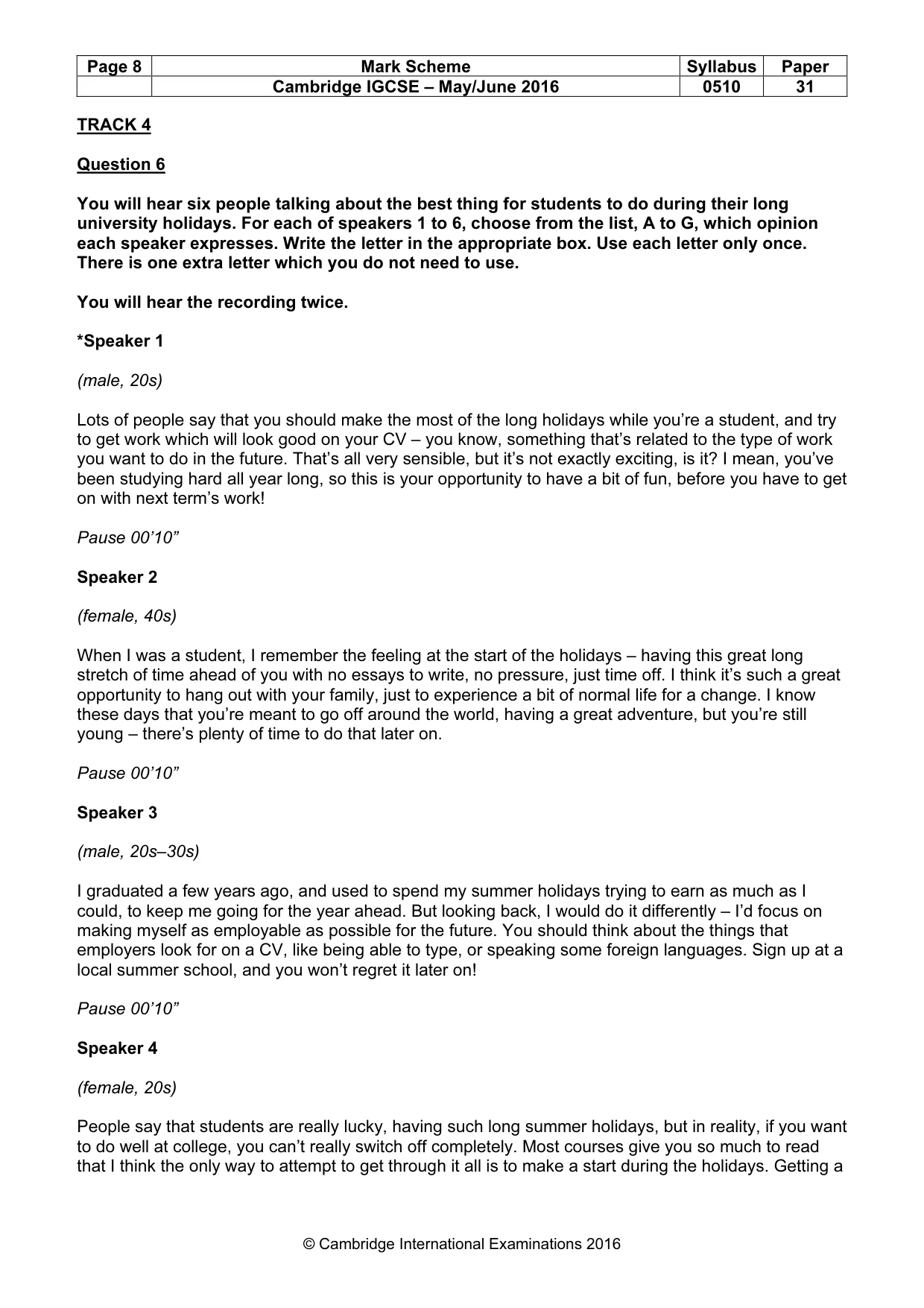 Mark scheme, page 8 of 11