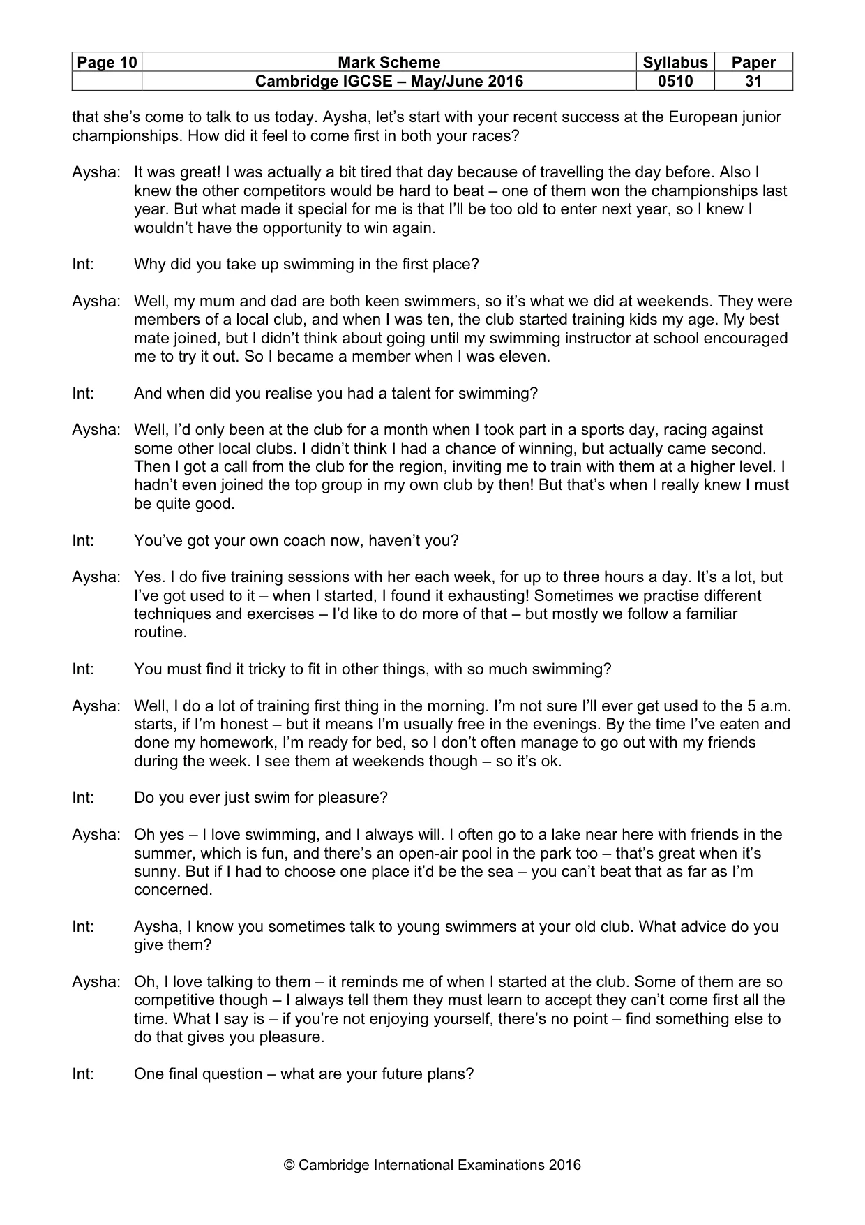 Mark scheme, page 10 of 11